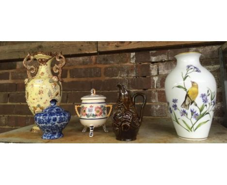 SHELF WITH VASES &amp; POTS INCL; VASE BY AJ RUDISILL