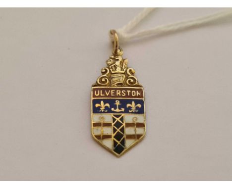9ct &amp; ENAMEL FOB MEDALLION, 1.8g