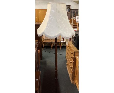 MODERN STANDARD LAMP WITH CREAM TASSELED SHADE