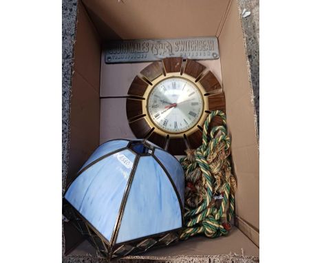 CARTON WITH LAMP SHADE, MODERN SMITH'S CLOCK &amp; CURTAIN TIE BACK ROPES