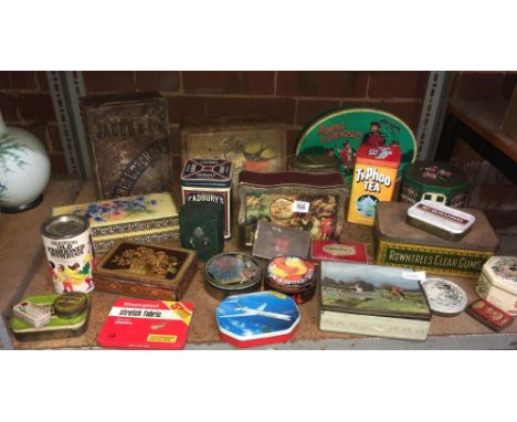 SHELF OF VARIOUS TINS &amp; CONTAINERS