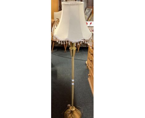 MODERN BRASS EFFECT STANDARD LAMP &amp; SHADE, 5ft TALL