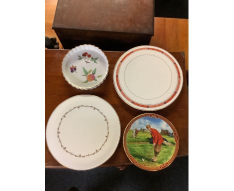 2 DECORATIVE ROYAL WORCESTER CAKE PLATES, FLAN DISH & COLLECTORS PLATE