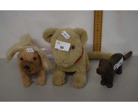 Mixed Lot: A novelty dog nutcracker together with two vintage soft toys