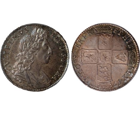 British Coins, William III, halfcrown, 1700, DVODECIMO, first laur. and dr. bust r., rev. crowned cruciform shields (S.3494; 