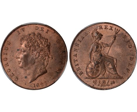 British Coins, George IV, halfpenny, 1825, laur. head l., rev. Britannia std. r., with shield and trident (S.3824), certified