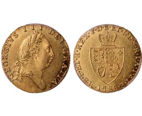 British Coins, George III, half guinea, 1788, fifth laur. head r., rev. crowned shield of arms (S.3735), certified and graded