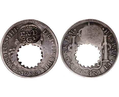 World Coins, British Guiana, Essequibo and Demerara, silver 3 guilders (1808), valued at 5 shillings: a Mexico, Charles IV, 8