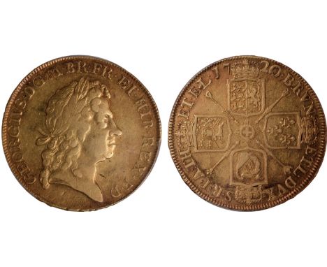 British Coins, George I, five guineas, 1720, SEXTO, laur. head r., rev. crowned cruciform shields, sceptres in angles (S.3626