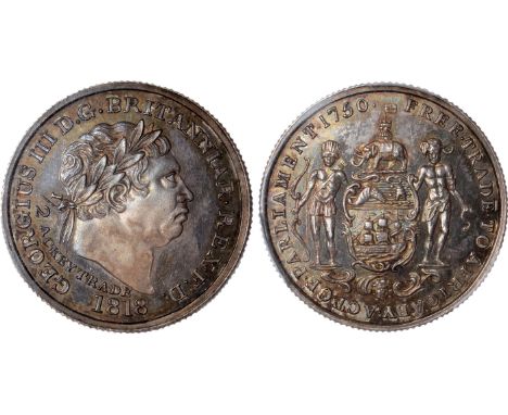 World Coins, Gold Coast, George III, proof ½ ackey, 1818, laur. head r., rev. FREE TRADE TO AFRICA BY ACT OF PARLIAMENT 1750,