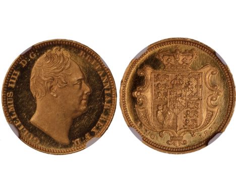 British Coins, William IV, proof half sovereign, 1831, bare head r., rev. crowned shield of arms (S.3830), certified and grad
