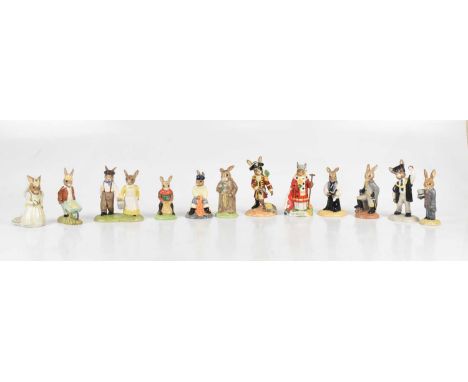 ROYAL DOULTON; twelve bunnykins figures including 'Gardener Bunnykins', 'Bridge Bunnykins', 'Groom Bunnykins', 'Jack and Jill