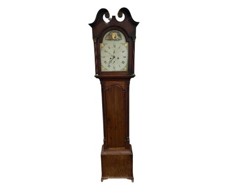R WARDEN, ABERDEEN; a 19th century mahogany cased eight day movement longcase clock, the white painted dial set with Roman nu
