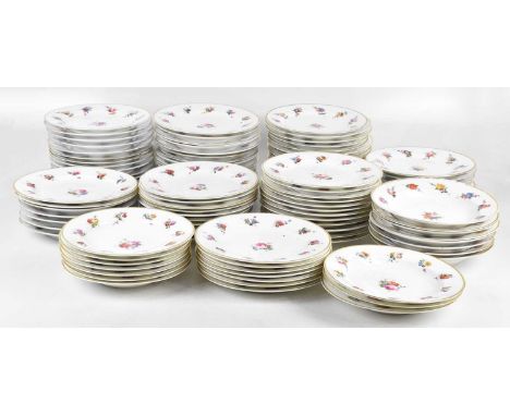 MINTON; a collection of eighty-nine 19th century hand painted botanical plates, diameter 23cm, with eighteen matching bowls (