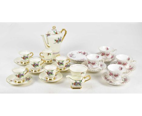 ROYAL ALBERT; a part tea service in the 'Lavendar Rose' pattern and a Tuscan Plant China Art Deco coffee service.