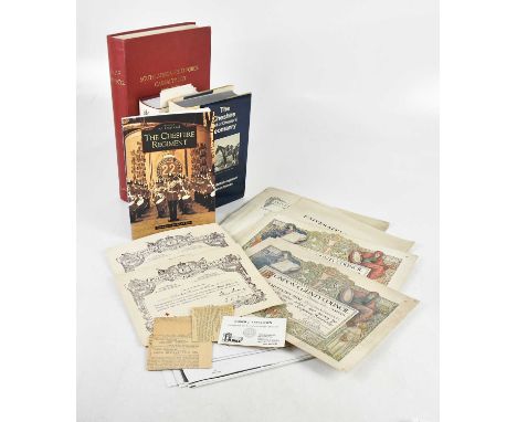 A collection of ephemera and books relating to the military, including a rural deanery of Lewisham documents, University of L