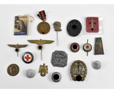 THIRD REICH INTEREST; a collection of medals, badges and booklet, including Nazi party membership badge, German Red Cross bad