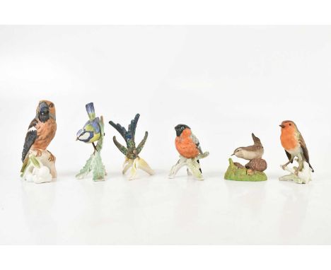 GOEBEL; five models of birds including blue tit, also a Renaissance bone china model of a wren (6).