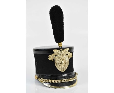 A West Point USMA cadet tar bucket shako parade helmet, size 7 1/8.