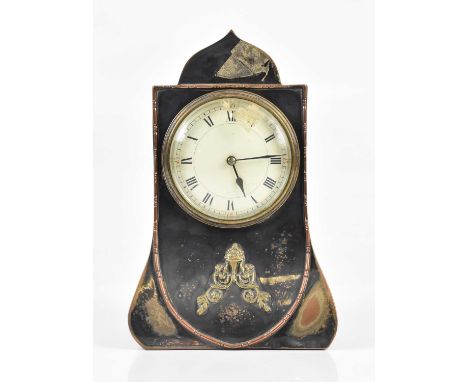 W G SOTHERS; an Arts and Crafts silver plated bracket clock, with applied brass bouquet and scrolling decoration, impressed m