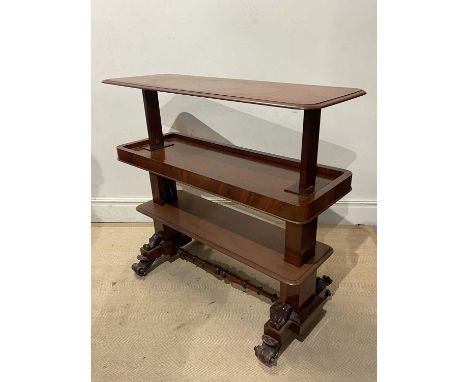 A Victorian mahogany metamorphic buffet, width 121cm, depth 45cm, height 80cm.