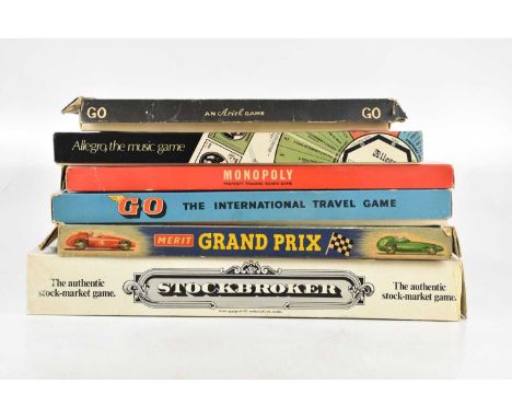 A collection of vintage games comprising of the Ancient Oriental game, Allegro the music game, Monopoly, The International Tr