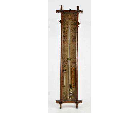 A Victorian style oak framed Admiral Fitzroy barometer, 106 x 27cm.