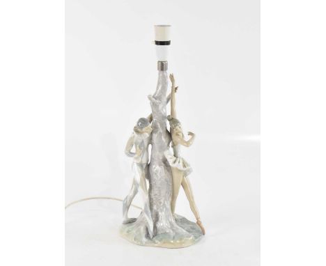 A large figural table lamp representing a harlequin and dancer, height including fitting 45cm.Condition Report: Very minor lo