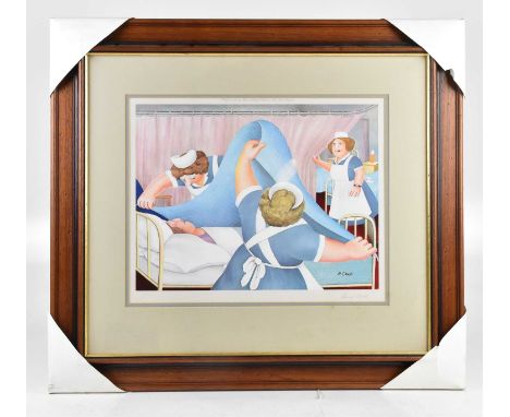 BERYL COOK (1926-2008); a pencil signed print, 'Angels', signed lower right, 34 x 43cm, framed and glazed.