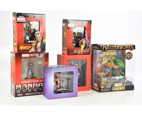 Six boxed Marvel statues, to include two Eaglemoss Collectors figures of Shadowcat and Namor, a Eaglemoss Hero Collector 1:16