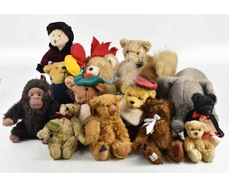 A collection of assorted vintage plush bears including Harrods, Hermann, plush model of Peter Rabbit, animals, etc (qty).
