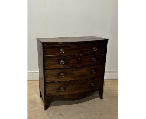 A Victorian mahogany bowfront chest of two short above three long drawers, on bracket feet, height 106cm, width 106cm, depth 