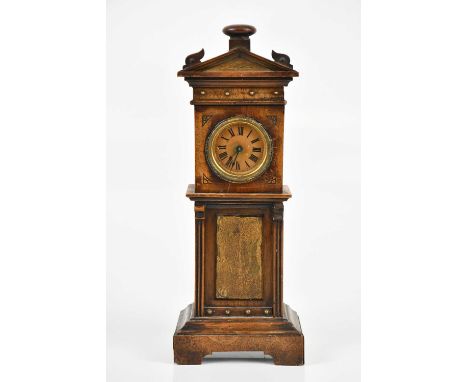 An early 20th century miniature longcase clock, the dial set with Roman numerals, height 29cm.