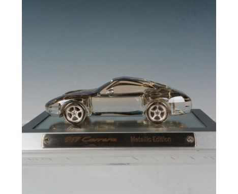 Exquisite Metallic edition, lead crystal Carrera 911 with silver-tone mirrors and rims. Includes a mirrored base with title p
