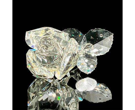 This Swarovski crystal rose blossom was part of the Secret Garden theme group. The rose blossom has three leaves in fully fac