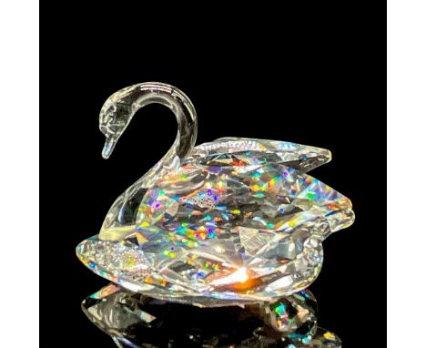 Clear faceted sparkling crystal figure of the iconic Swarovski swan celebrating 100 years, 1895-1995. Swarovski mark. This it