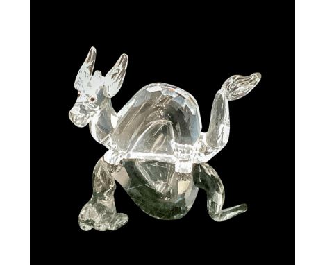 Faceted clear cut crystal with black beaded eyes. This item has its original box. Swarovski backstamp. Retired Swarovski piec