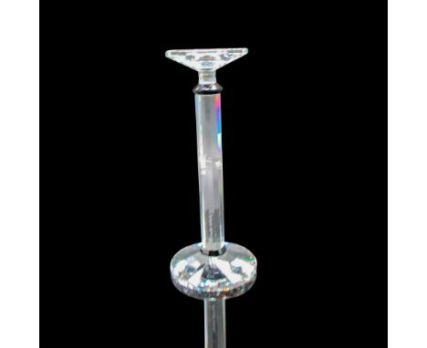 Slender, elegant design of clear crystal with accented jet crystal bands. Signed by Artist. Limited edition 186 of 1000. Swar