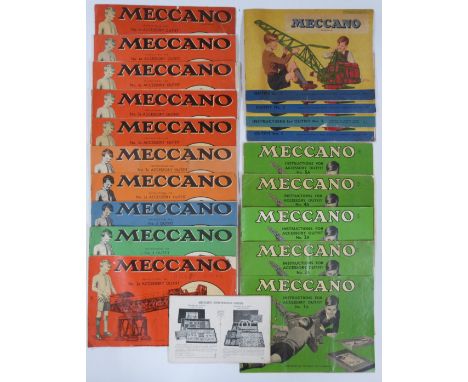 A collection of Meccano outfit instructions including 9, 2, 3, 4, 1a, 2a, 3a, 4a, 5a, 6a etc together with Model Engineer mag