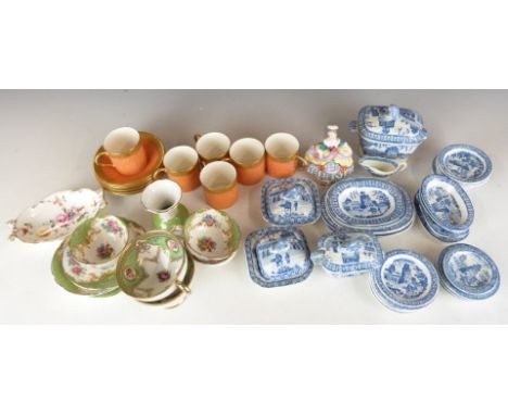 Royal Worcester coffee cans, 19thC blue and white miniature tea ware etc