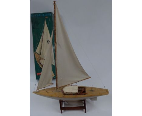 Graupner Collie kit built model pond yacht on stand, with original box.&nbsp;