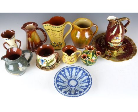 A collection of pottery and porcelain including 19thC Wedgwood dish,&nbsp;Crown Devon lustre galleon jug, Carltonware Rouge R