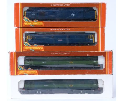 Four Hornby 00 gauge model railway diesel locomotives including BR Class 37 R.369 and Class 86/2 Phoenix R.360, all in boxes.