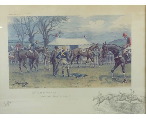 Three signed Snaffles horse racing and hunting prints, comprising 'A sight to take home and dream about', 'If there is paradi