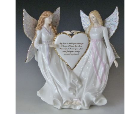 Royal Worcester musical double figurine 'Wings Around My Heart', H24cm