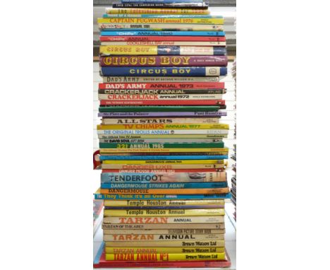 Fifty TV related annuals including Chips, Camberwick Green, Dad's Army, Tarzan, Temple Huston etc.&nbsp;