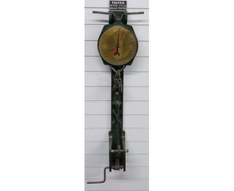 Salter motorcycle brake tester, on cast wall bracket, to measure 300lb, height 113cm