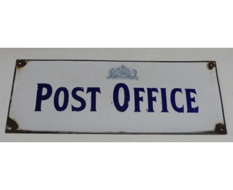 Post Office enamel sign with Royal coat of arms above, 19 x 50cm