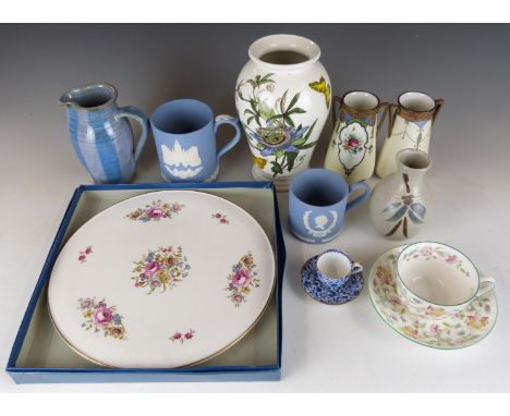 A collection of&nbsp;ceramics including Winchcombe Pottery salt pig, jug and further studio pottery, Royal Worcester Evesham 