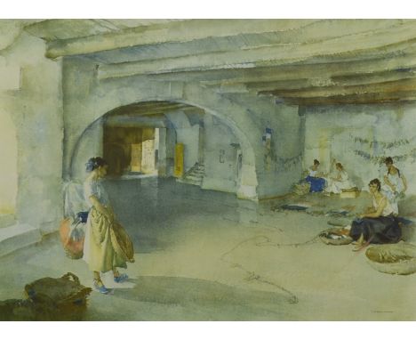 William Russell Flint (1880-1969) signed print 'Festal Preparations, Manosque', signed in pencil to lower right margin and wi